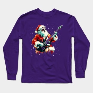 Christmas Santa Rockstar Guitar Long Sleeve T-Shirt